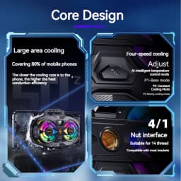 K32 Clip-on Semiconductor Phone Cooler with Digital Display Smart Thermo Dual-core RGB Lights Universal for SmartPhones