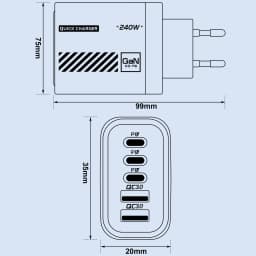 240W GaN 5 in 1 Desktop Charger USB C PD QC 3.0 Fast Charging Charger For MacBook iPhone 17 16 15 Pro Samsung Xiaomi EU US Plug