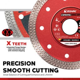 EZARC 5''/4.5'' Super Thin Diamond Blade 2Pcs for Porcelain/Ceramic/Granite/Marble, Smooth Cutting Wheel Disc for Angle Grinder