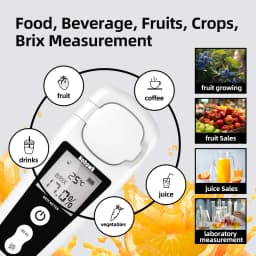 Nohawk Brix Refractometer LCD Digital Brix Meter Rechargeable Sugar Meter for Measuring the Liquid Sugar Content of Fruit Drinks