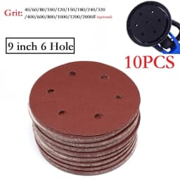 9inch Sandpaper 225mm 6 Hole Sanding Paper 40-2000grit Electric Wall Polisher Furniture Wood Products Grinding Polishing Metal