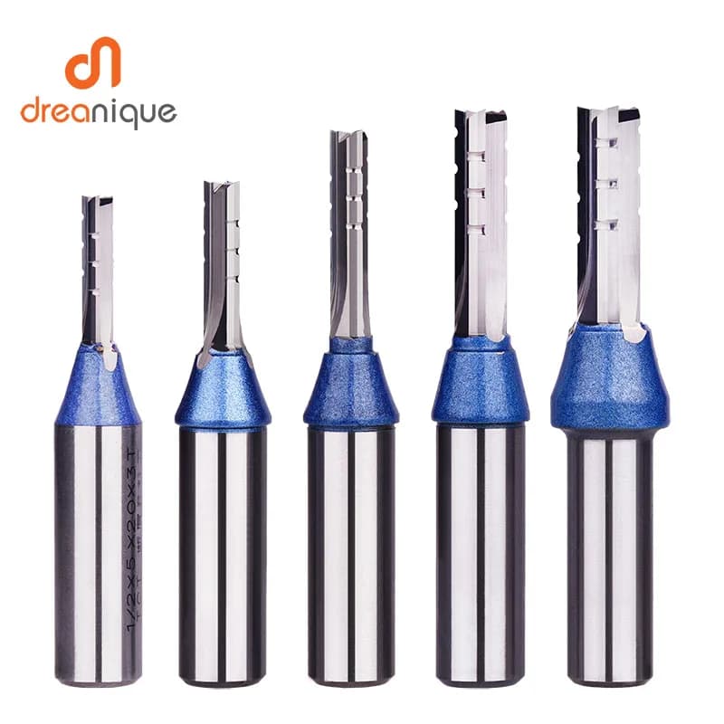 Dreanique 1PC High Precision TCT Trimming Router Bit 1/2 Shank 3 Straight Flute Carbide Milling Cutter For Plywood Chipboard MDF