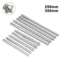 250mm 350mm Long Masonry Drill Bit SDS Plus Shank for Electric Hammer Tungsten Carbide Cross-Tip Diameter from 10 to 32