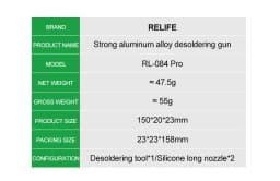 RELIFE RL-084 Pro Strong Suction Aluminum Alloy Desoldering Sucker Powerful Vacuum Suction for PCB Soldering Removal & Repair