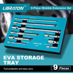 Libraton Wobble Extension Set Socket Extensions Set Ratchet Extensions 1/4" 3/8" 1/2" Wobble Extensions Drive Socket Extension