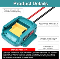 Power Wheels Battery Adapter Compatible for Makita 18V BL1830 BL1840 Power Convertor for DIY RC Toys