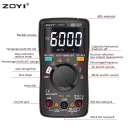 ZOYI Digital Multimeter ZT-98/100/101/102/102A Auto Ranging 6000 Counts AC/DC Ammeter Voltmeter Ohm Hz True RMS Tester Portable