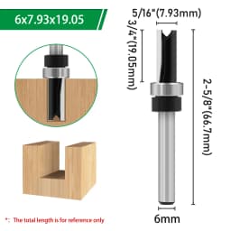 LAVIE 1pc 6mm 1/4"Shank Bearing Straight Router Bit Cutter Milling Cutter Woodworking Tools C06013A