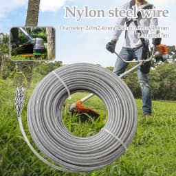 2.0/2.4/2.7/3.0/4.0mm*15m Steel Wire Nylon Grass Trimmer Line Round Brushcutter Trimmer Rope Brush Cutter Wires Rope Accessories