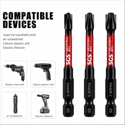 FPH Electrician Screwdriver Bit Set 65mm Magnetic S2 Steel Driver Bits for Meter Box Distribution Cabinet Circuit Breaker Electrical Equipment Repair