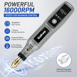 Vakee 16000RPM Rotary Tool, 3.7V USB Rechargeable Mini Grinder Pen, Portable Electric Tool for DIY Craft, Jewelry Makin