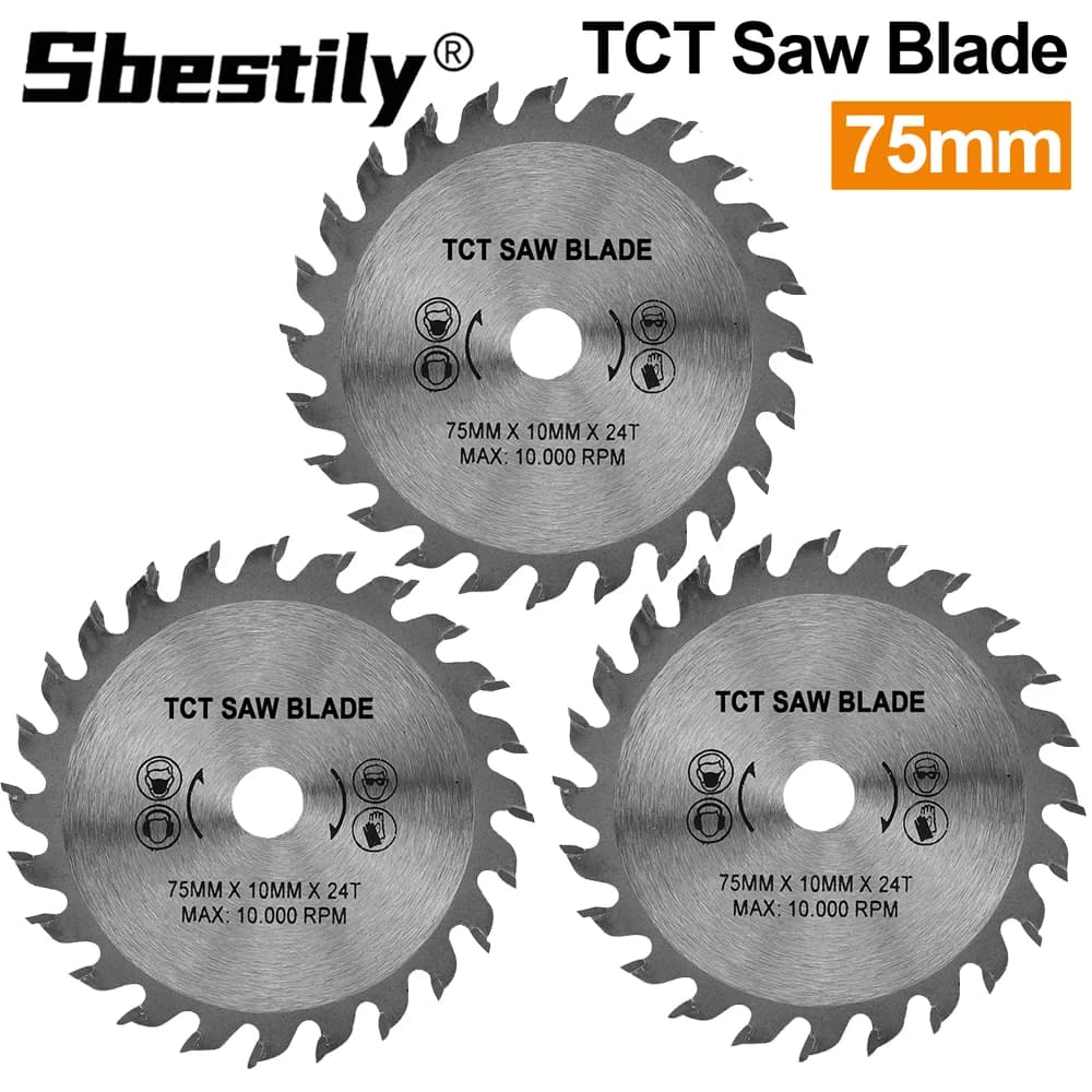 1/3pcs 75mm 3inch TCT Circular Saw Blade 24T Wood Cutting Dics Bore Diameter 10mm for Angle Grinder to Cutting Wood Plastic