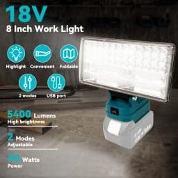LED Work Light Spotlight with 2 USB Charging Port for Makita 18V Li-ion Battery Electric Torch Light for Camping Outdoor