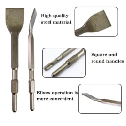 1PC Chisel Bits Square/Round Handle Shank Carbon Steel Point Groove Gouge Flat Chisel Drill Bit For Concrete Brick Wall Drilling