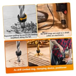 New Drill Depth Stop Bit Collar Set Adjustable Positioner Limit Ring Allen Wrench Tighten Stopper Set-Screws Woodworking Tool