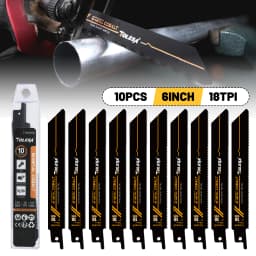 TOLESA 10PCS Bi-Metal Sawzall Blades Metal Cutting 150mm/225mm 18TPI Reciprocating Saw Blades with Cobalt for Metal Fine Cutting