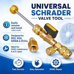 Dual Size 1/4" & 5/16" Port Valve Core Remover Installer Kit Tool with 10PCS 5v1 Valve Cores and Double Head for Refrigerant