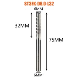 Dreanique 1pc 3 Straight Flutes Carbide Milling Cutter Chipbreaker Woodworking Carving CNC Trimming Slot Bit Plywood