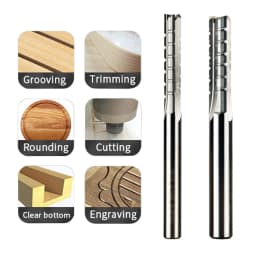 Dreanique 1pc 3 Straight Flutes Carbide Milling Cutter Chipbreaker Woodworking Carving CNC Trimming Slot Bit Plywood