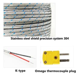 Armoured Thermocouple K Type Bendable Sensor Wire 1mm//2mm/3mm-8mm Dia 100/200/300mm WRNK-191 0-1100 Degree Temperature Sensor