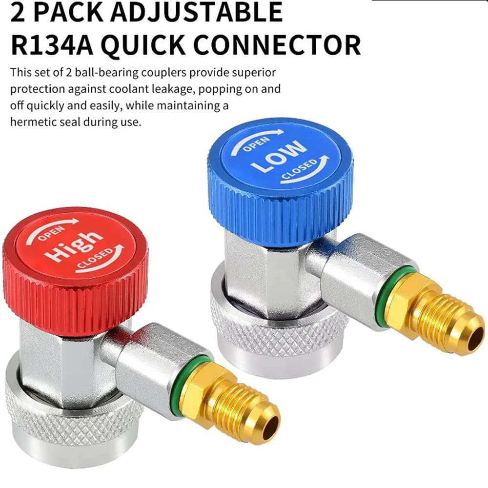 R134A H / L Adapters Quick Coupling Air Conditioner Coolant Adjustable Brass Adjustable Air Conditioning Fluoride Quick Coupler