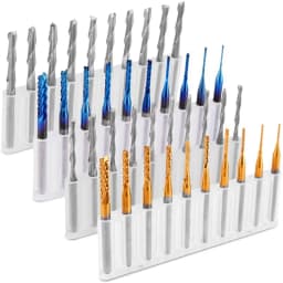 Twotrees End Mill Engraving Bits Set Nano Blue Coated CNC Router Bits Cutting Milling Cutter 1/8" Shank Carbide Milling Tools