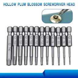 12pc Hollow Plum Blossom Screwdriver Head 50mm Long S2 Hexagonal Handle Screwdriver Screwdriver Bit Electric Tool Drill Set