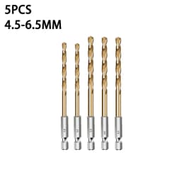 3/5/13Pcs HSS High Speed Steel Titanium Coated Drill Bit Set 1/4 Hex Shank 1.5mm-6.5mm Hexagonal Handle Twist Drill