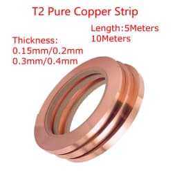 T2 High Purity Copper Strip,2P Copper Strip 5M/10M for 18650/21700 Li-ion Battery Pack Assembly Spot Welding Strap