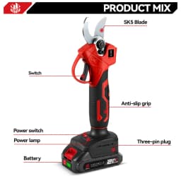 ONEVAN 30mm Brushless Electric Pruner Shear Cordless Electric Scissors Fruit Tree Pruning Garden Power Tool For 21V 18V Battery