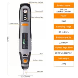 USB Cordless Rotary Tool Dremel Drill Engraving Pen Electric 3 Speed Mini Wireless Drill with Accessories Set 8500r-21000rpm