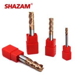 SHAZAM HRC55 4-Flute Flat End Mill Tungsten Steel Carbide Alloy Coating 5PCS 10PCS Milling Cutter For CNC Machining Endmills
