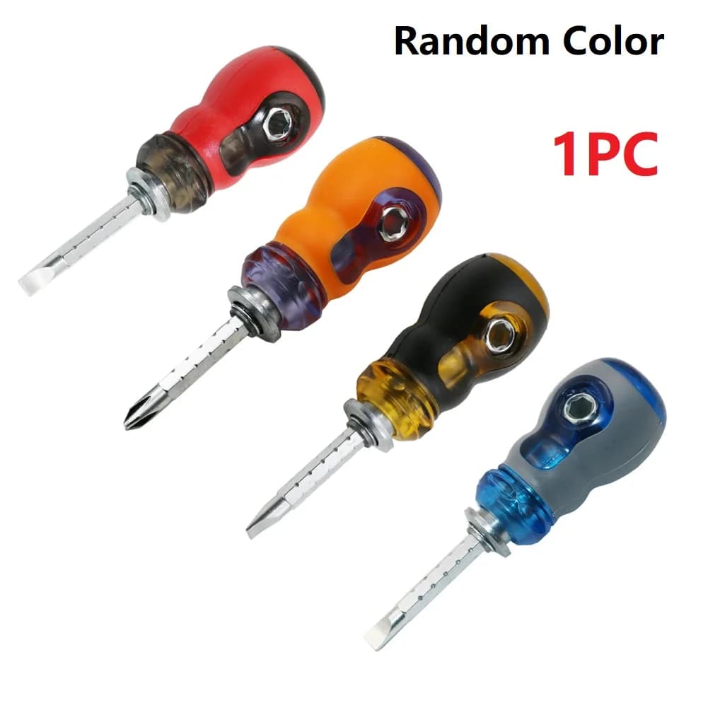 Short Handle Magnetic Screwdriver Chrome Vanadium Steel Mini Dual Purpose Scalable Screwdrivers For Household Repairs
