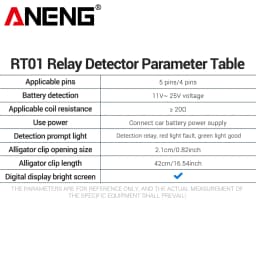 ANENG RT01 Digital Relay Detector 11-25V Universal 4/5 Pins Car Battery Vehicle Detection Digital Display Voltage Battery Tester