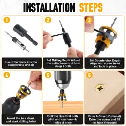 Woodworking Limit Four Edge Countersink Drill High-Speed Steel Drill Adjustable Depth Step Drill Screw Countersink Drill Bit
