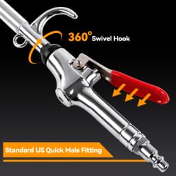 44-64CM Extendable Industrial Air Blow Gun Extensible Stainless Steel Air Flow Nozzle Pneumatic Air Dust Air Blower 360° Swivel