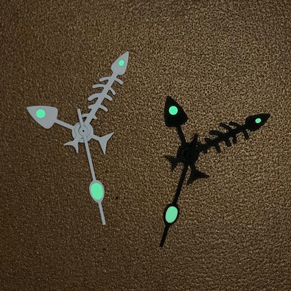 Steel Fish Bone Needles Watch Hands Pointer Green Luminous Replacement Modified Part For NH35/NH36/4R/7S Movement Accessories