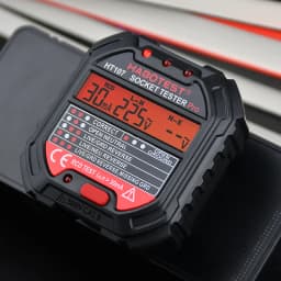 HT107 Outlet Socket Tester Digital Plug AC Voltage Detect 30mA RCD Test Polarity Phase Check Circuit Checker Bicolor Backlight