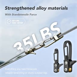 Rope Set with Roller Tensioner, Metal Pulley Camping Tent Securing Rope, Equipped with Safety Lock, Adjustable Rope Hook Fastene