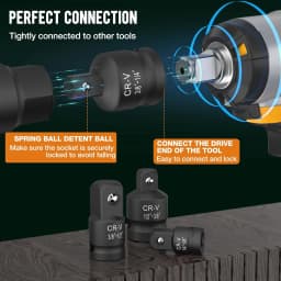 4/6/8/10/12PCS Professional Impact Socket Wrench Adapter Set 1/4 3/8 1/2 3/4 Inch Square Drive Adaptor Reducer Spanner Tool