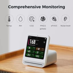 Qingping Air Monitor Gen 2, 7in1 Indoor Air Quality Meter Detects PM2.5,CO2,PM10,eTOVC,Noise,Temperature and Humidity,with Alarm