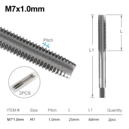 CMCP 2pcs M2 M3 M4 M5 M6 M7 M8 M10 M12 M14 M16 HSS Screw Tap Drill Bit Set Metric Thread Tap Straight Flute Plug Tap Hand Tools