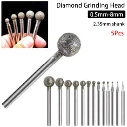 0.5mm-8mm Diamond Round Burring Sanding Drill Bit Grinding Head 2.35mm Shank Carve Precision Carving Tool Electric Grinder Parts