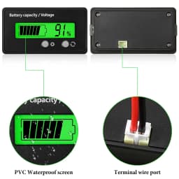 DC 12V 24V 36V 48V 60V 72V Golf Cart Battery Gauge with Alarm, Front Setting and On/Off Button Battery Capacity Meter Indicator