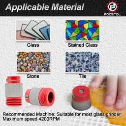 FOCSTOL Stained Glass Grinder Bit Head Tools 1 3/4 1/4 1/8 Inch Grinder Bits Head Tools Set Glass Drill Bits