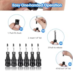 6Pcs Bit Holders 1/4 inch Hex Shank Screwdriver Bits Holder Lightweight Quick-change Extension Bar Keychain Drill Screw Adapter