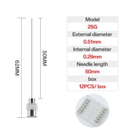 12 Pack 8G-25G 50mm Stainless Steel Dispensing Needle Tip Blunt Syringe Needle 2 Inches for Refilling Glue Syringes