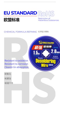 MECHANIC 5Pcs/Lot DW50 1.5M Strong Copper Desoldering Wire Braid Solder Wick Remover 1.5/2.0/2.5/3.0/3.5mm Soldering Tin Sucker