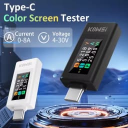 10 in 1 DC Type-C USB Tester Current 4-30V Voltage Meter Timing Ammeter Digital Monitor Cut-off Power Indicator Bank Charger