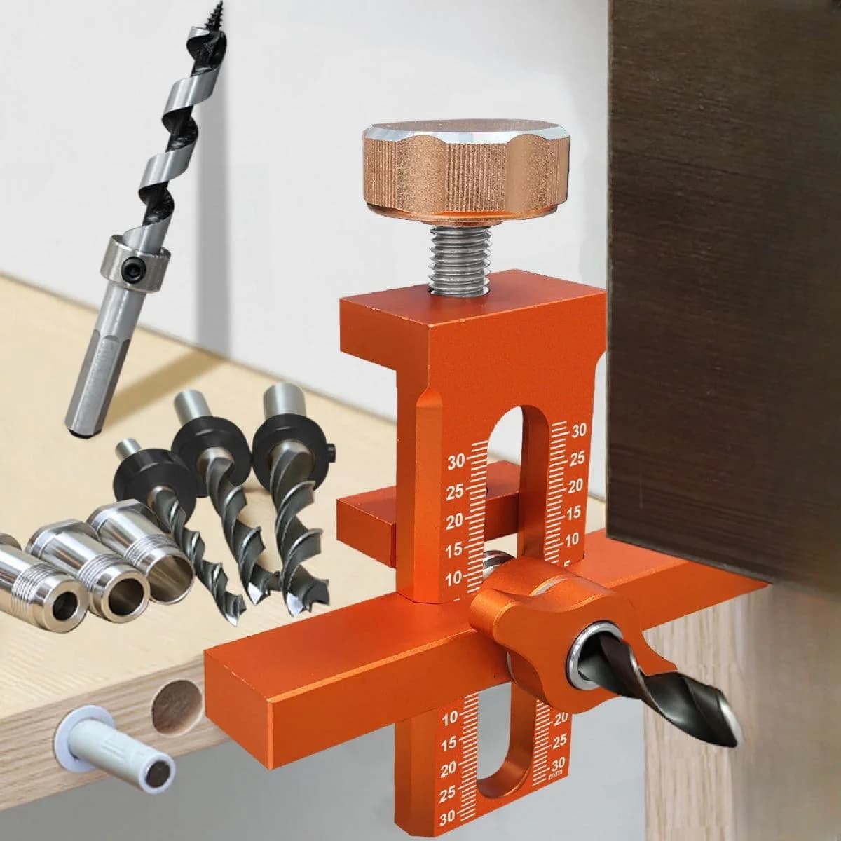 2 in 1 Cabinet Door Installation Positioner, 6/8/10mm Rebounder Punched Mounting Jig Wardrobe Cabinet Door Panel Installation